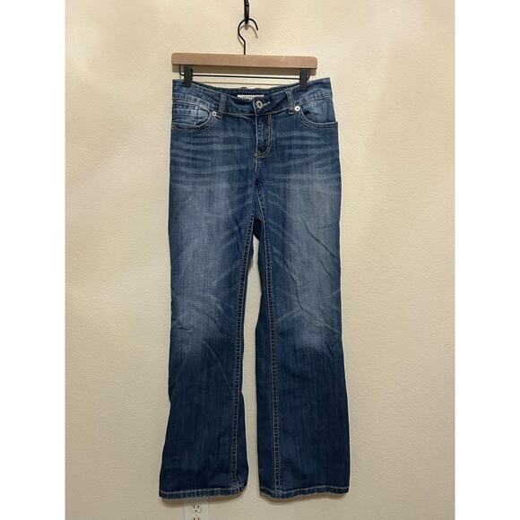 Stetson Jeans Women's Size 8 Long Western Denim City Trouser Wide Leg Pants Boho - Picture 1 of 13